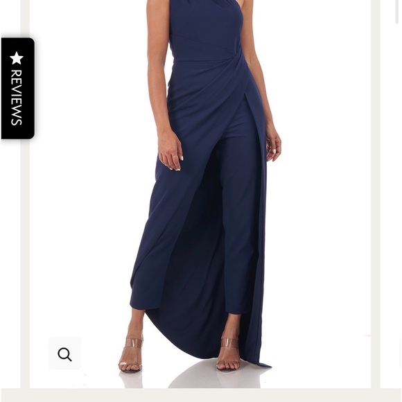 Kay Unger Walk Thru Jumpsuit Navy Blue Size 6 - Picture 2 of 4
